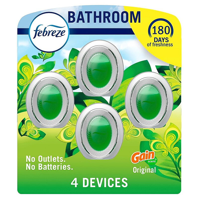 Febreze Bathroom Air Freshener Solid, Gain Original Scent, 0.25 fl. oz., 4/Pack (2573) image 1