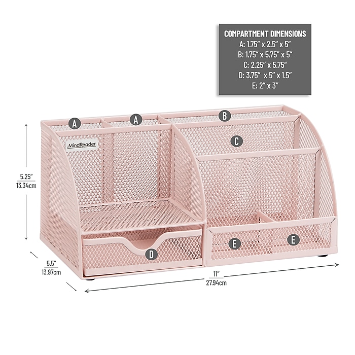 Mind Reader 7-Compartment Metal Desk Organizer File and Accessory