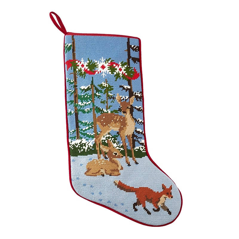 L.L.Bean Needlepoint Christmas Stocking, Woodland Animal (0LWG725000) image 1
