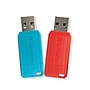 Verbatim PinStripe 64GB USB 2.0 Type A Flash Drive, Caribbean Blue/Red, 2/Pack (70059)~#|#~98053ECE-8B70-4DEF-888E1DF4C2F38BED_sc7