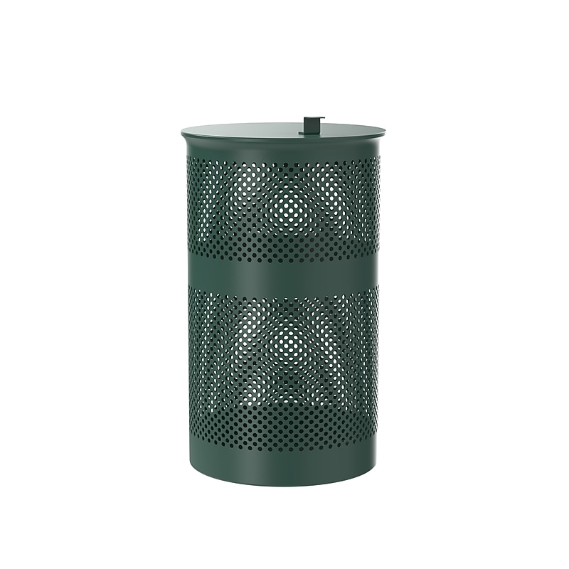 Furloo Steel Outdoor Trash Can with Lid, 13 Gallon, Green (FLO1-T-G) image 1