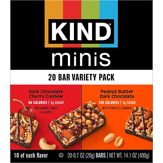 KIND Minis Gluten Free Snack Bar Variety Pack, 20 Bars/Box (PHW43012)~#|#~980FB26A-74DB-4E38-8B8C8D72D2B168EF_sc7