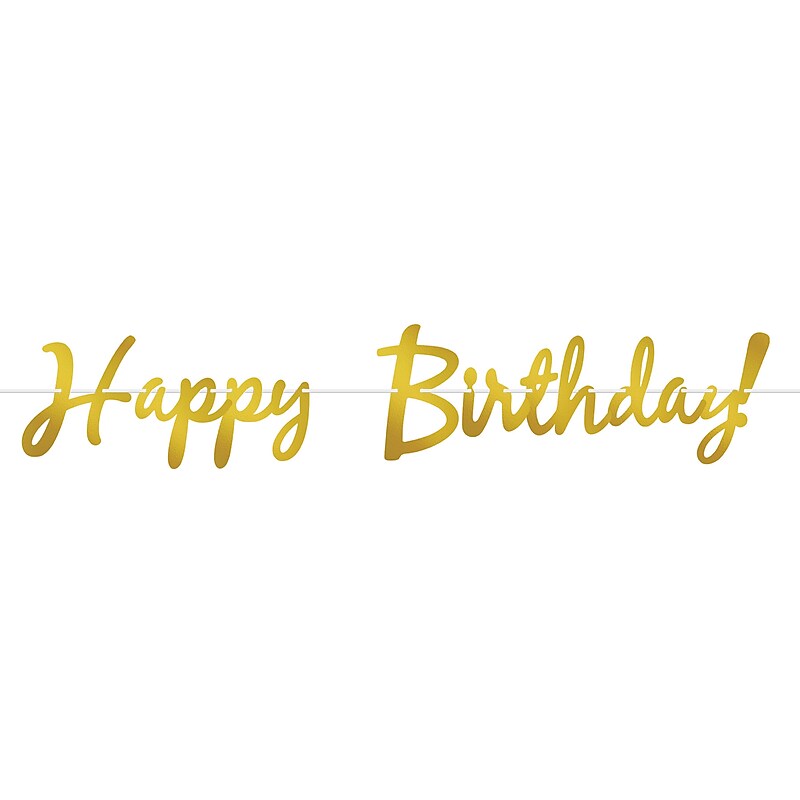 Beistle Foil Happy Birthday Streamer, Gold, 3/Pack (53385-GD) image 1
