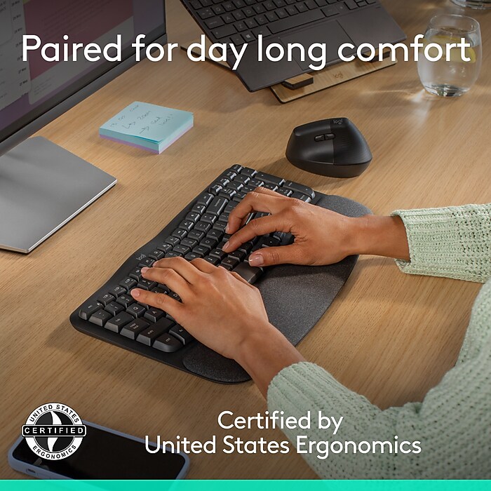 Logitech Wave Keys & Lift Vertical Ergonomic Wireless Keyboard and