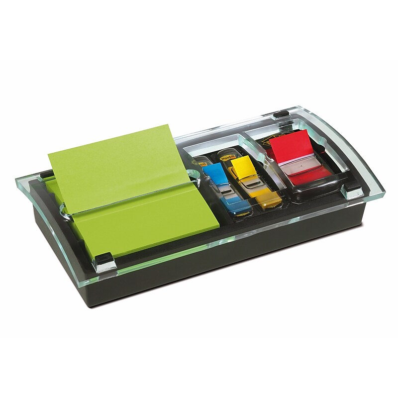 Post-it® Designer Pop-up Notes and Flag Dispenser for 1" and 1/2" Flags and 3" x 3" Notes, Black (DS100) image 1