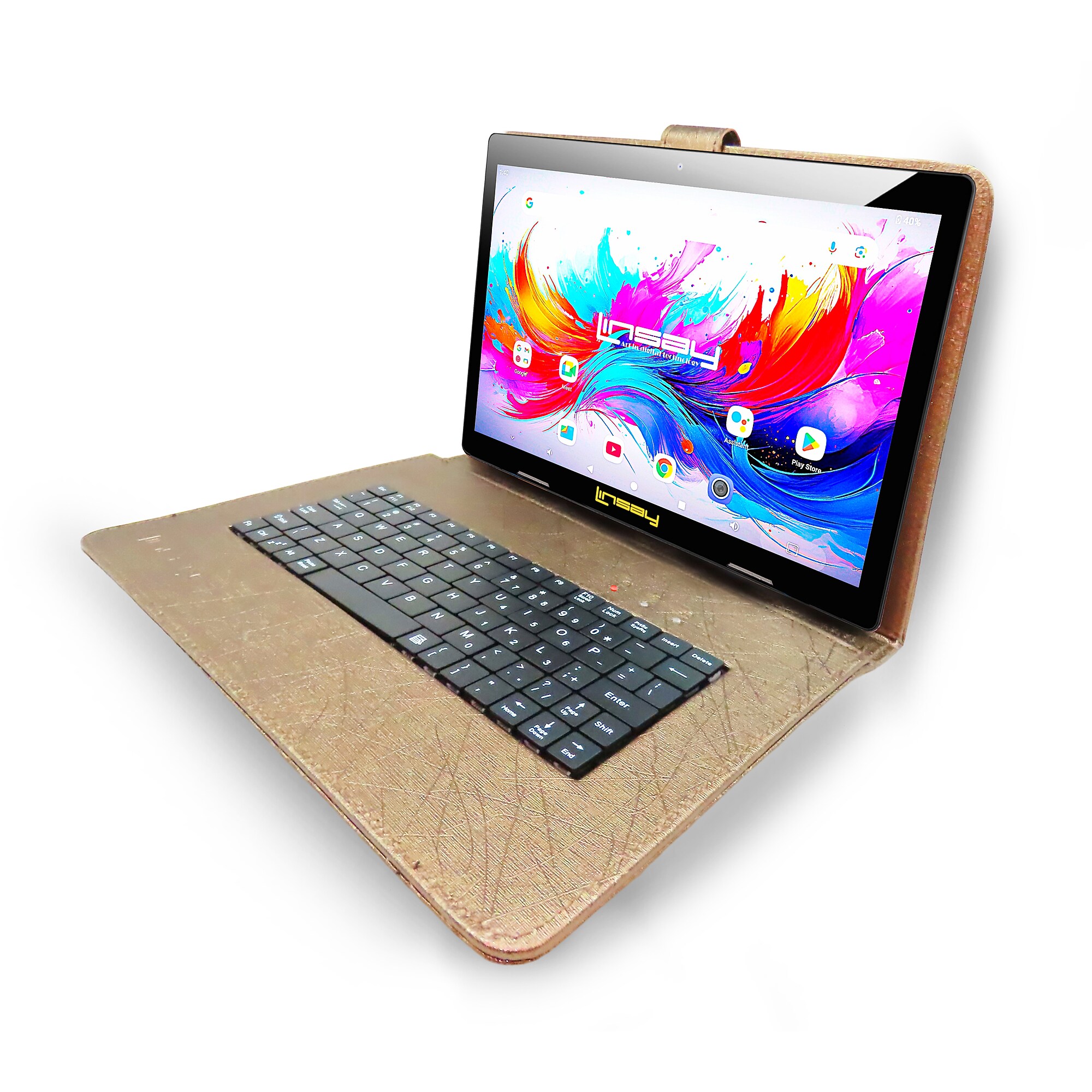 Linsay F10 Series 10.1″ Tablet, Wi-Fi, Octa Core, 256GB eMMC, Android 15, with Brown Unique Oracle Keyboard Case & Briefcase Sansujyuku sansujyuku.com