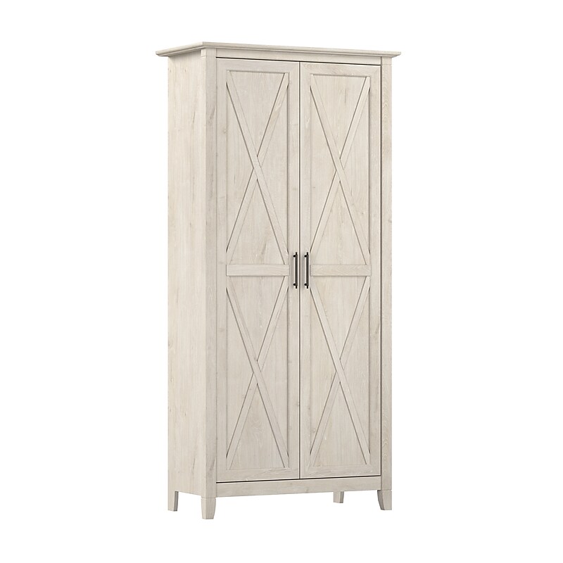 Bush Furniture Key West 66"H Storage Cabinet with 5 Shelves, Linen White Oak (KWS266LW-03) image 1