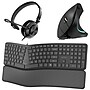 Delton KBE250 Ergonomic Wired Keyboard, Vertical Mouse, and USB-A/USB-C Noise-Cancelling Headset Bundle, Black (DKBE250BD2)~#|#~983FD531-6292-4BF5-B6241963DC3D6150_sc7