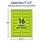 Avery Laser/Inkjet Multipurpose Rectangle Labels, 1" x 3", Bright Green, 1280/Box (94224)~#|#~9842627E-6F9D-4C4D-A7526146077D289A_sc7