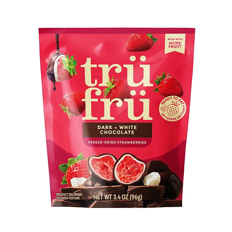 TruFru Freeze-Dried Strawberries in Dark and White Chocolate, 3.4 oz., 6/Carton (10300458) image 1