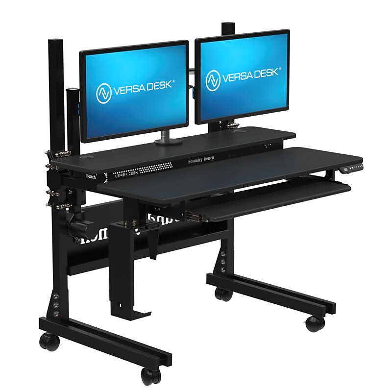 VersaDesk Foundry Bench 48"W Electric Rectangular Adjustable Standing Desk, Black (FB4830-BB-APP) image 1
