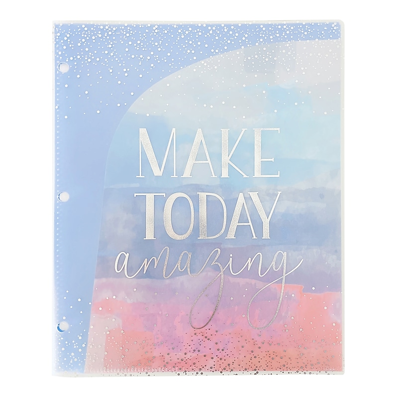 Carolina Pad Silver Lining Glossy 3-Hole Punched 6-Pocket Plastic Folder, Multicolored (93002) image 1