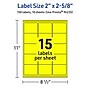 Avery Laser/Inkjet Rectangle Multipurpose Labels, 2" x 2-5/8", Neon Yellow, 150/Pack (94235)~#|#~98649D3D-F4D7-4F36-AD398DC1F00026BC_sc7