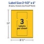 Avery Laser/Inkjet Rectangle Multipurpose Labels, 2.5" x 4", Bright Yellow, 30/Pack (94245)~#|#~9869F1FF-CC8F-4542-978741C36882692F_sc7