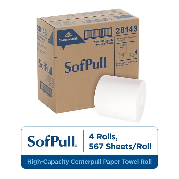 SofPull Premium Centerpull Paper Towels, 1-ply, 560 Sheets/Roll, 4