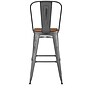 Flash Furniture Lincoln Contemporary Metal Vertical Back Indoor Barstool, Clear Coat/Teak (XUDGTP01B30PL1T)~#|#~987B55CE-9C08-4348-B2065E35192BDFA9_sc7