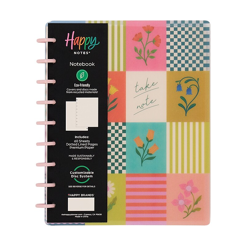 The Happy Planner Blocky Blooms Customizable Notebook, 7" x 9.25", Dotted Lined Pages, Multicolored (ND0019C002) image 1