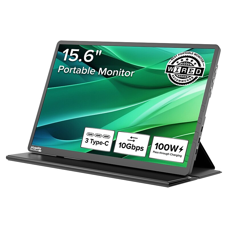 Plugable 15.6" USB-C Portable Display With Folding Travel Cover (USBC-PDMON) image 1