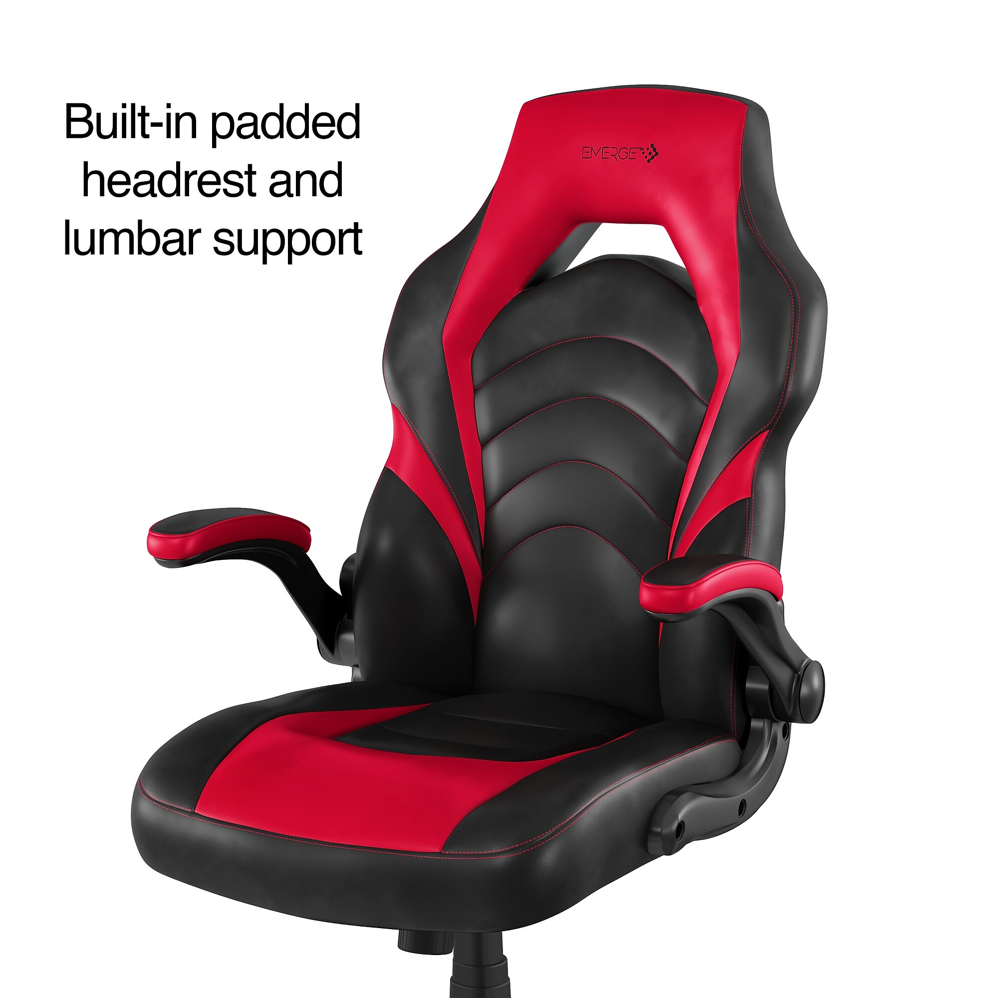 Staples Emerge Vortex Bonded Leather Ergonomic Gaming Chair, Black and Red (51465-CC) Sansujyuku sansujyuku.com