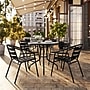 Flash Furniture Lila 31.5'' Round Table with 4 Slat Stack Chairs, Black (TLH072RD017CBK4)~#|#~988C241B-FB42-4818-8863EAE0622F8FCF_sc7