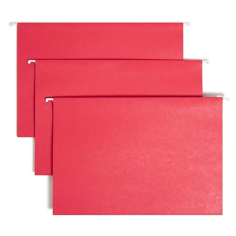Smead TUFF Heavy Duty Tab File Folders, 1/3-Cut Tab, Letter Size, Red, Reinforced, Box (SMD64043) image 1