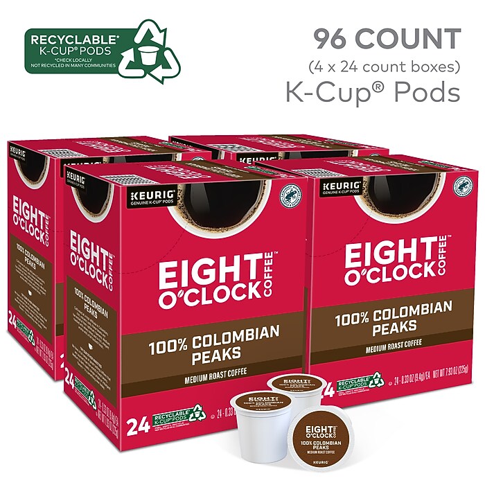 Eight O'Clock 100% Colombian Peaks Coffee, Keurig K-Cup Pod