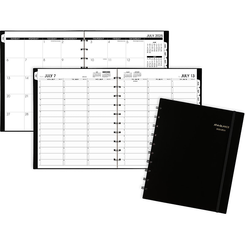 2025-2026 AT-A-GLANCE Move-A-Page 9" x 11" Academic Year Weekly & Monthly Planner, Plastic Cover, Black (70-957E-05-26) image 1