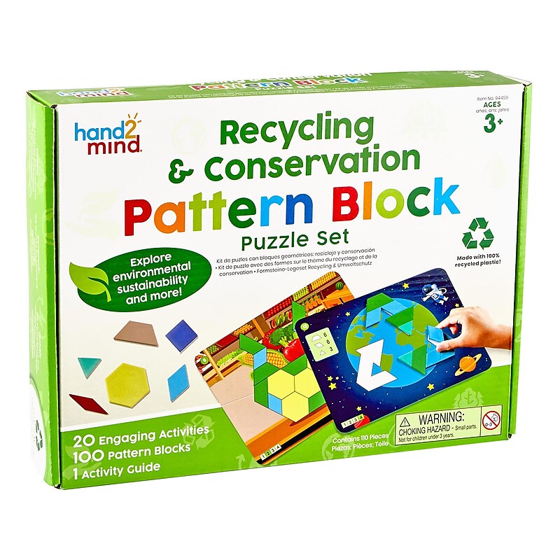 hand2mind Recycling & Conservation Pattern Block Puzzle Set (94459) image 1