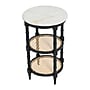 Storied Home 17.8"Dia. Marble Round End Table, 2 Shelves, White/Black/Natural (EC0835)~#|#~98A55177-40EE-4998-AD905A071082B263_sc7