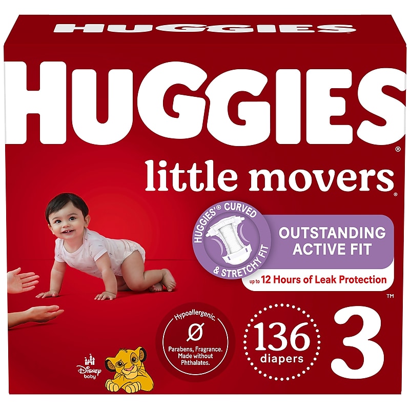 Huggies Little Movers Baby Diapers, Size 3, 136/Carton (53592) image 1