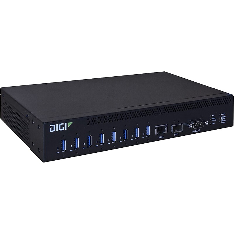 Digi AnywhereUSB Plus 8-Port USB 3.1 Hub, Black (AW08-G300) image 1