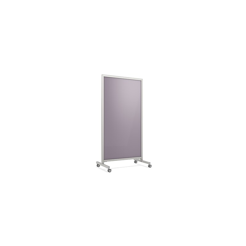 Ghent EZ Magnetic Glass Mobile Dry-Erase Whiteboard, Aluminum Frame, 75"H x 38"W (EZ1MA7538GP) image 1