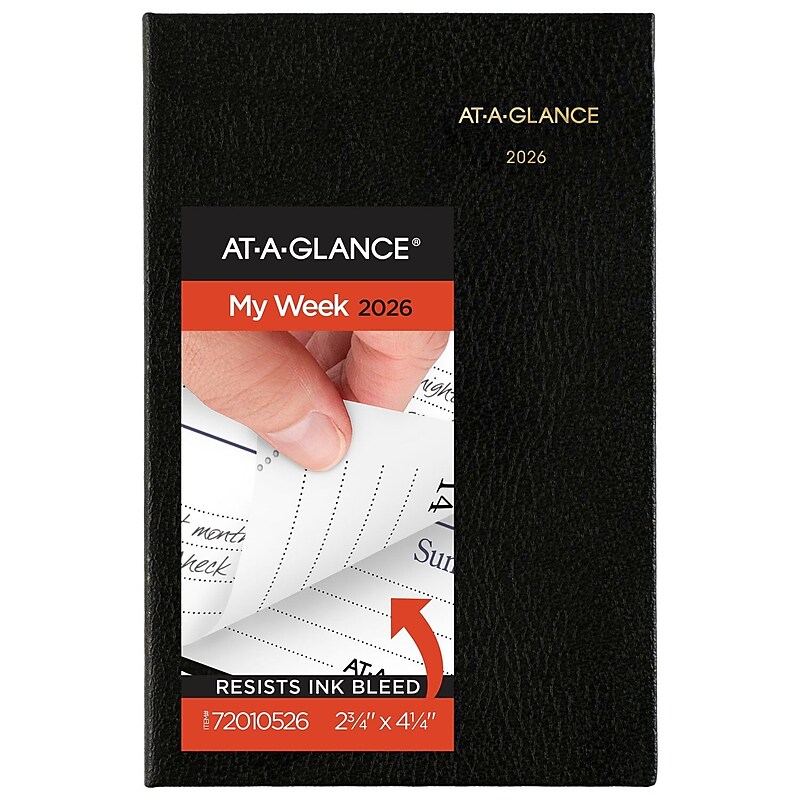 2026 AT-A-GLANCE Fine Diary 2.75" x 4.25" Weekly & Monthly Planner, Black (72-01-05-26) image 1