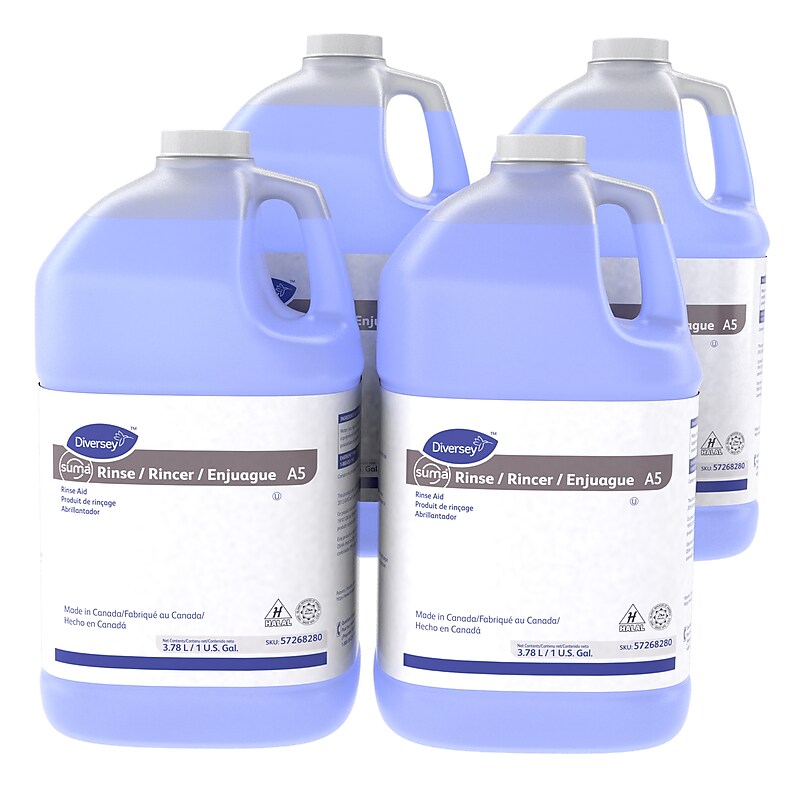 Diversey A5 Dishwasher Suma Rinse Aid , Unscented, 128 oz., 4/Carton (57268280) image 1