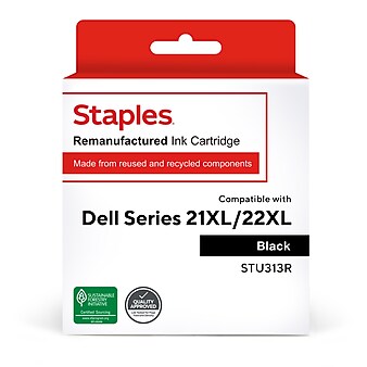 Staples Remanufactured Black High Yield Ink Cartridge Replacement for Dell Series 21/22 (TRU313R/STU313R)
