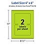 Avery Laser/Inkjet Multipurpose Rectangle Labels, 4" x 6", Bright Green, 40/Pack (94278)~#|#~98C1E643-0A1A-4DEE-A0DD920B423E3532_sc7