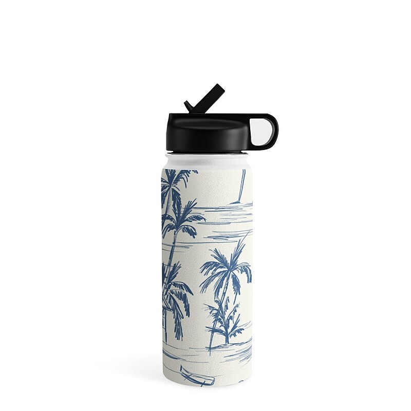 DENY Designs Blue Beach Pattern by Anis Illustration Stainless Steel Double Wall Insulated Water Bottle, 18 oz. (88529-WBTL05) image 1