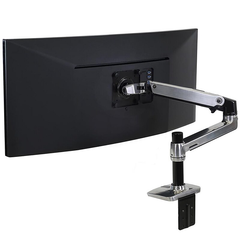 Ergotron LX Adjustable Desk Monitor Arm, Up to 34" Monitor, Polished Aluminum (45-241-026) image 1
