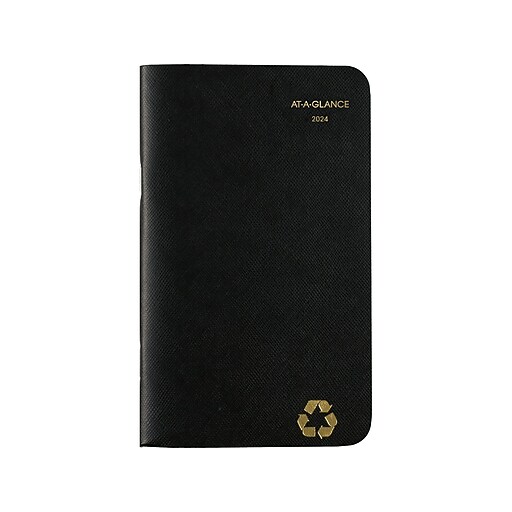 20242025 ATAGLANCE Recycled 3.5" x 6" Monthly Planner, Black (70