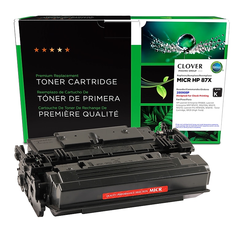 Clover Imaging Group Remanufactured Black Standard Yield MICR Toner Cartridge Replacement for HP 87X (CF287X/02-81676-001) image 1