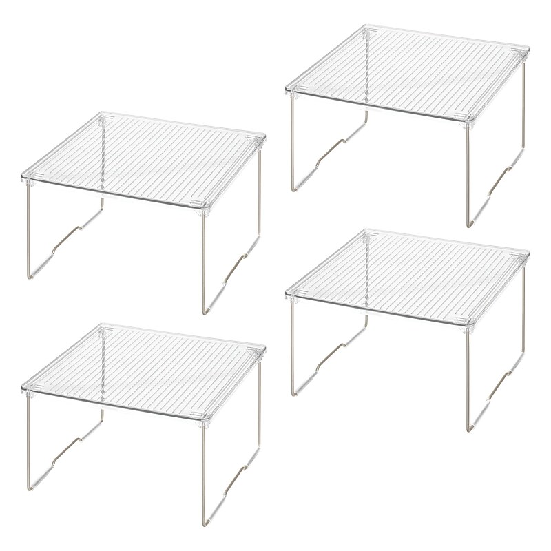 iDESIGN Stackable Cabinet Shelf Riser, Clear, 4/Pack (28988M2) image 1