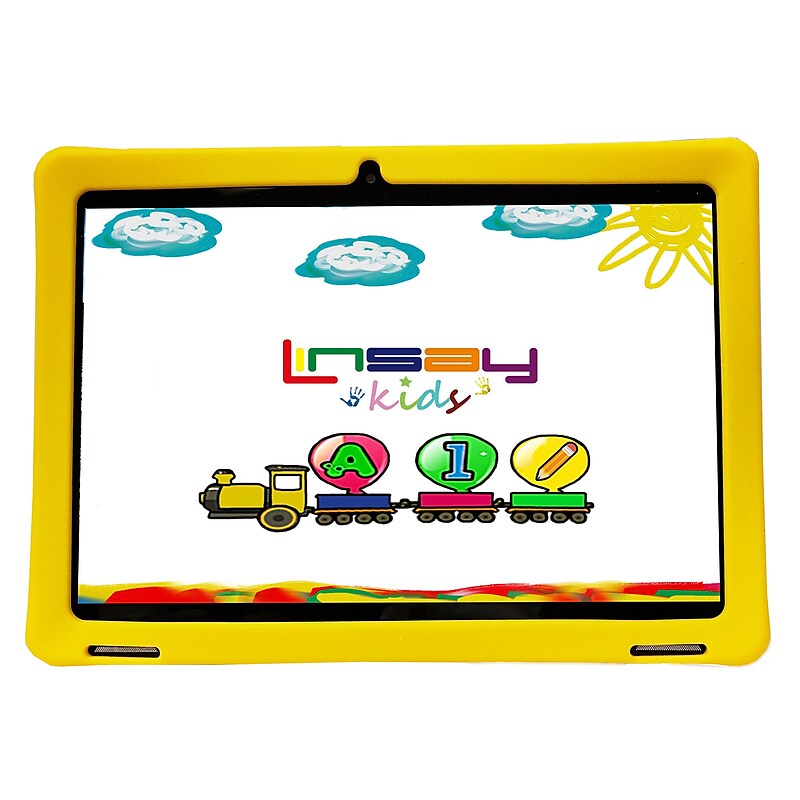 Linsay Octa Core 10.1" Tablet, 4GB RAM, 128GB Storage, Android 13, Bundled with Yellow Kids Defender Case and Stylus Pen image 1