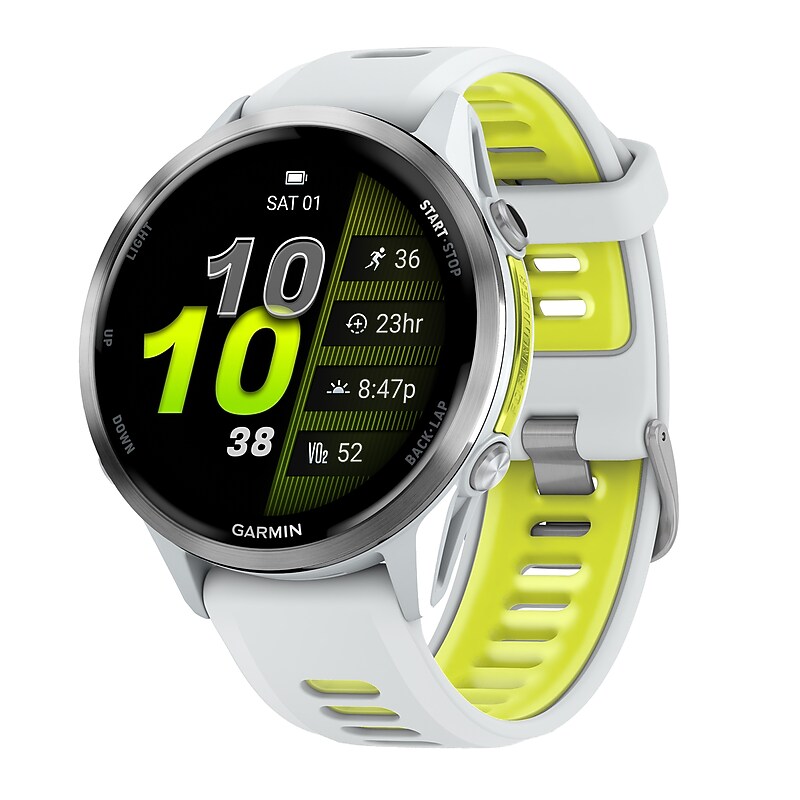 Garmin Forerunner 970 Smartwatch, GPS, 47mm, Whitestone & Amp Yellow Silicone Band (010-02969-01) image 1