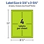 Avery Printable Rectangle Multipurpose Labels, 4.75" x 3.75", Bright Green, 40/Pack (94254)~#|#~98EC3D50-772F-4A00-B03E2A09DB05429F_sc7