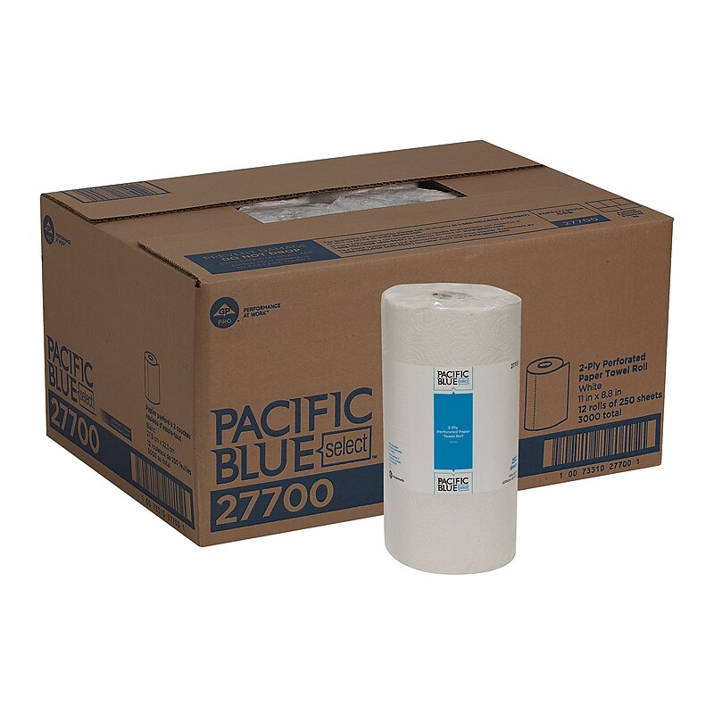 Pacific Blue Select Jumbo Paper Towels, 2-ply, 250 Sheets/Roll, 12 Rolls/Pack (27700) image 1