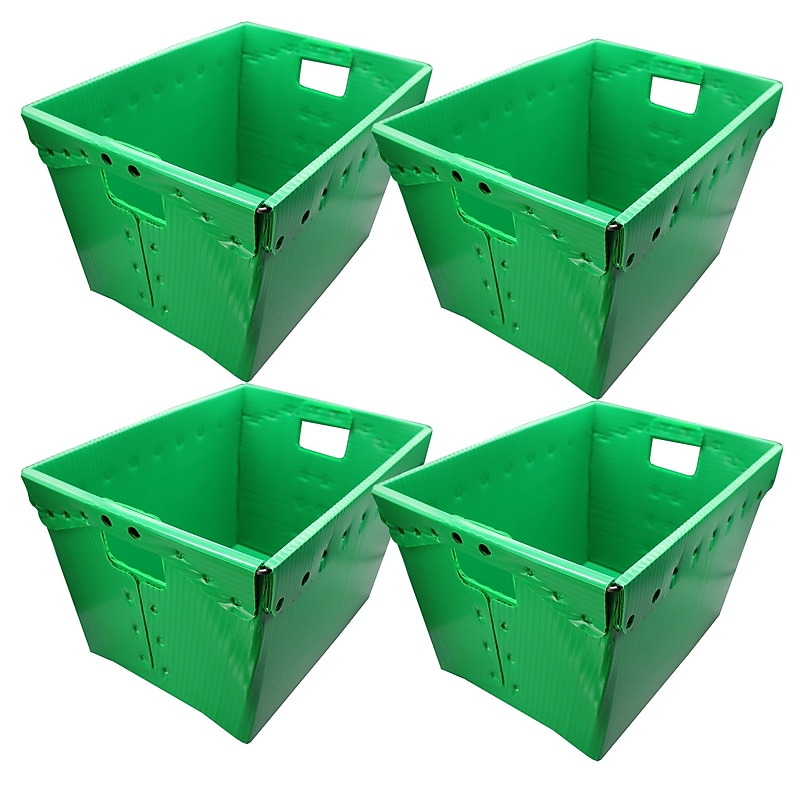 Flipside 44 Qt. Storage Tote, Green, 4/Pack (40152) image 1
