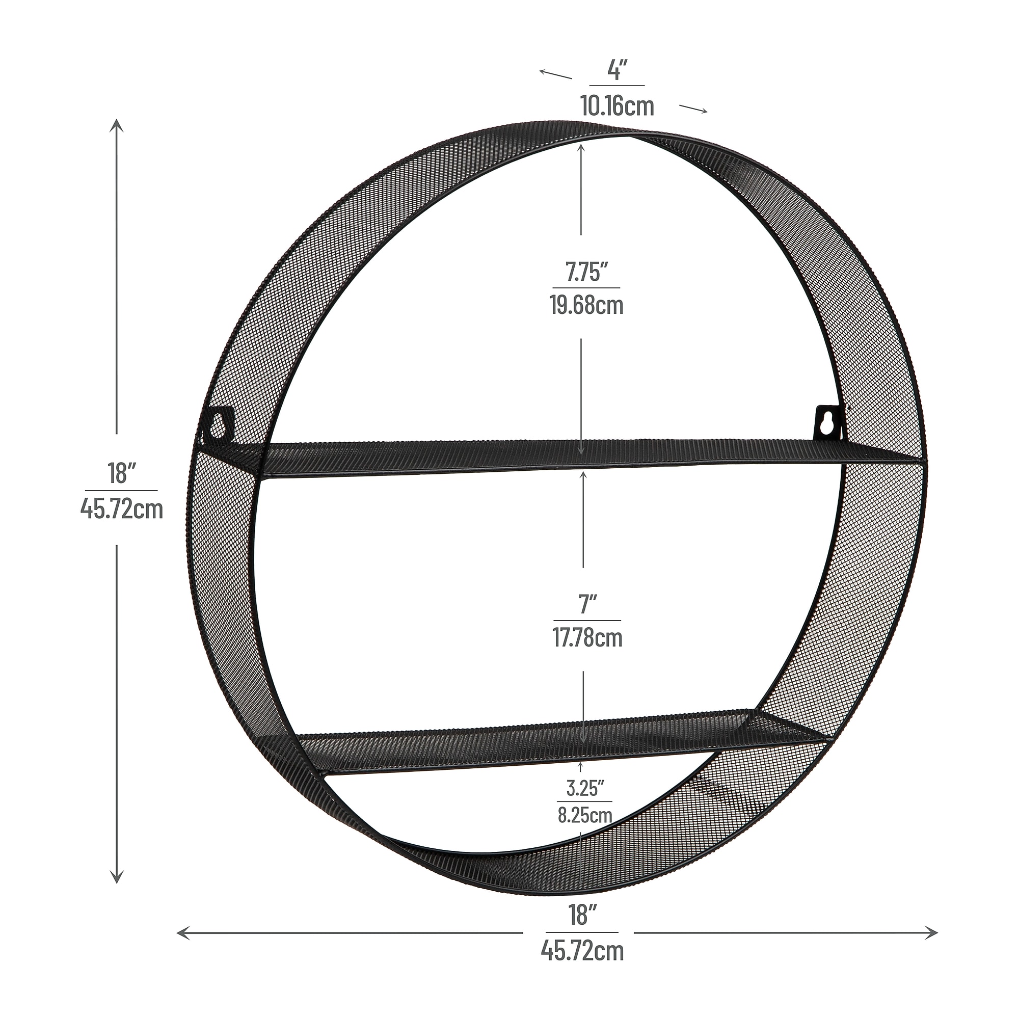 Mind Reader 2-Shelf Metal Wall Decor Circular Floating Shelves, 18″ x 4″ x 18″, Black (WALLCIR-BLK) Sansujyuku sansujyuku.com