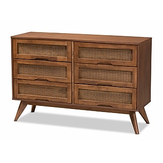 naoki modern 6 drawer dresser Baxton Studio Naoki Modern and Contemporary Two-Tone Grey and Walnut  Finished Wood 6-Drawer Bedroom Dresser