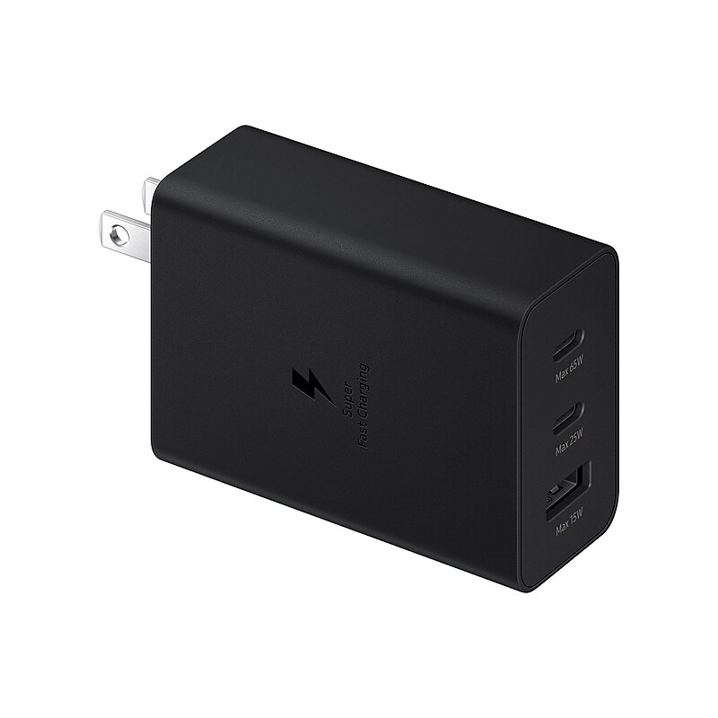 Samsung Trio Adapter USB-C Wall Charger for Galaxy S22 Series, 65W, Black (EP-T6530NBEGUS) image 1