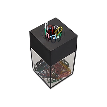 Staples Magnetic Paper Clip Dispenser, Clear/Black (10590)